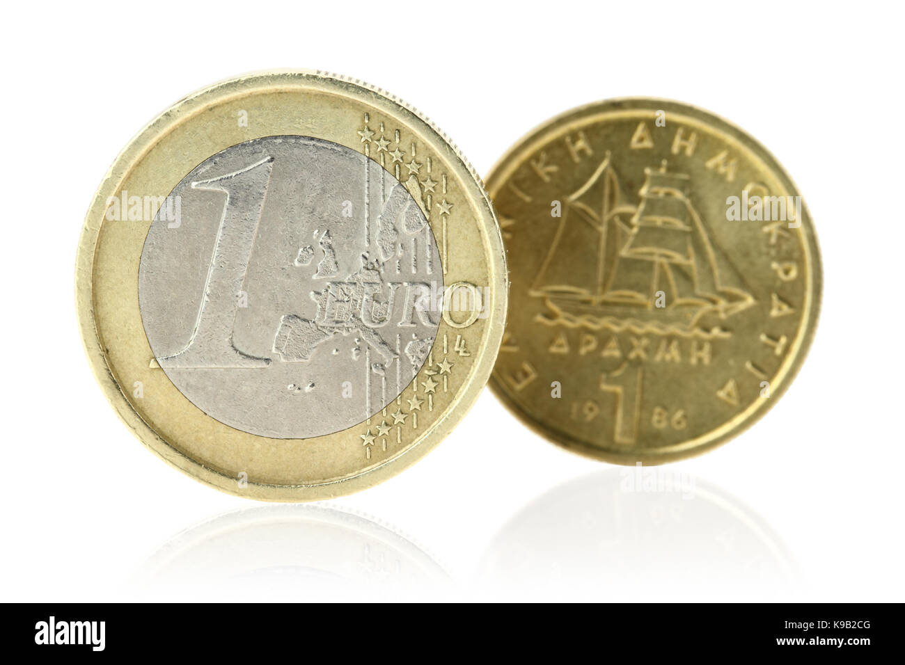 Drachme ou Euro Banque D'Images