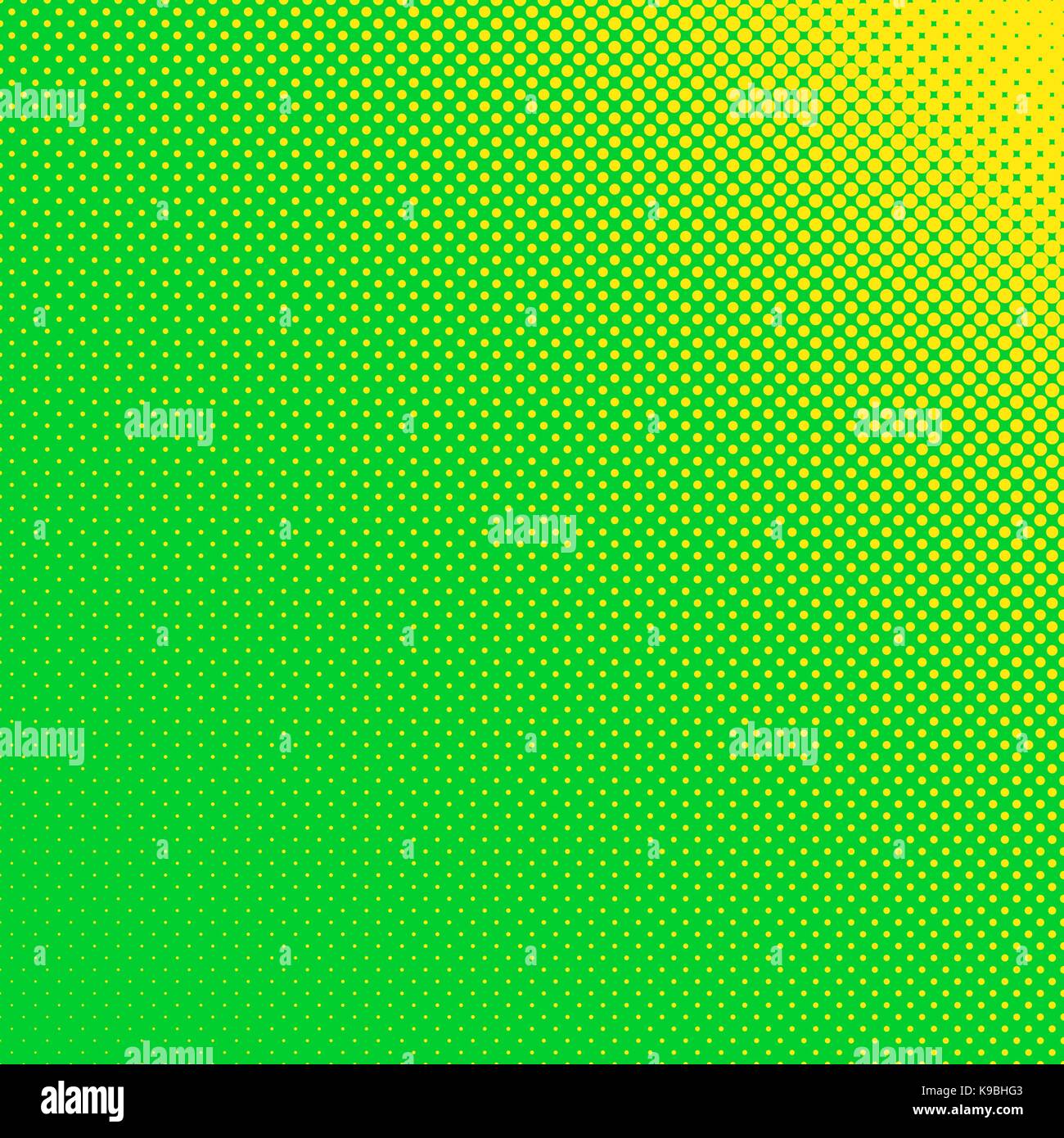 Résumé de fond des points de trame - vector design de cercles jaunes dans différentes tailles sur fond vert Illustration de Vecteur