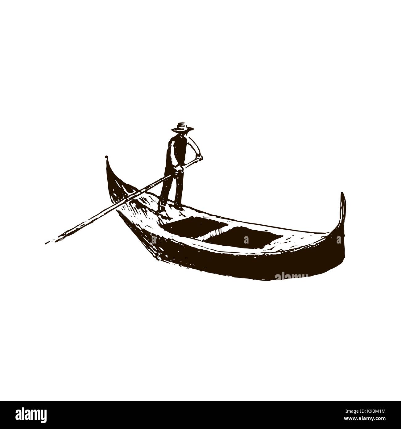Gondola. symbole de Venise. vecteur croquis. Illustration de Vecteur