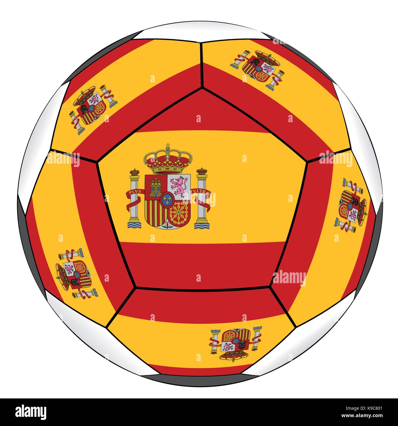 Ballon de soccer avec drapeau espagnol isolé sur fond blanc Illustration de Vecteur