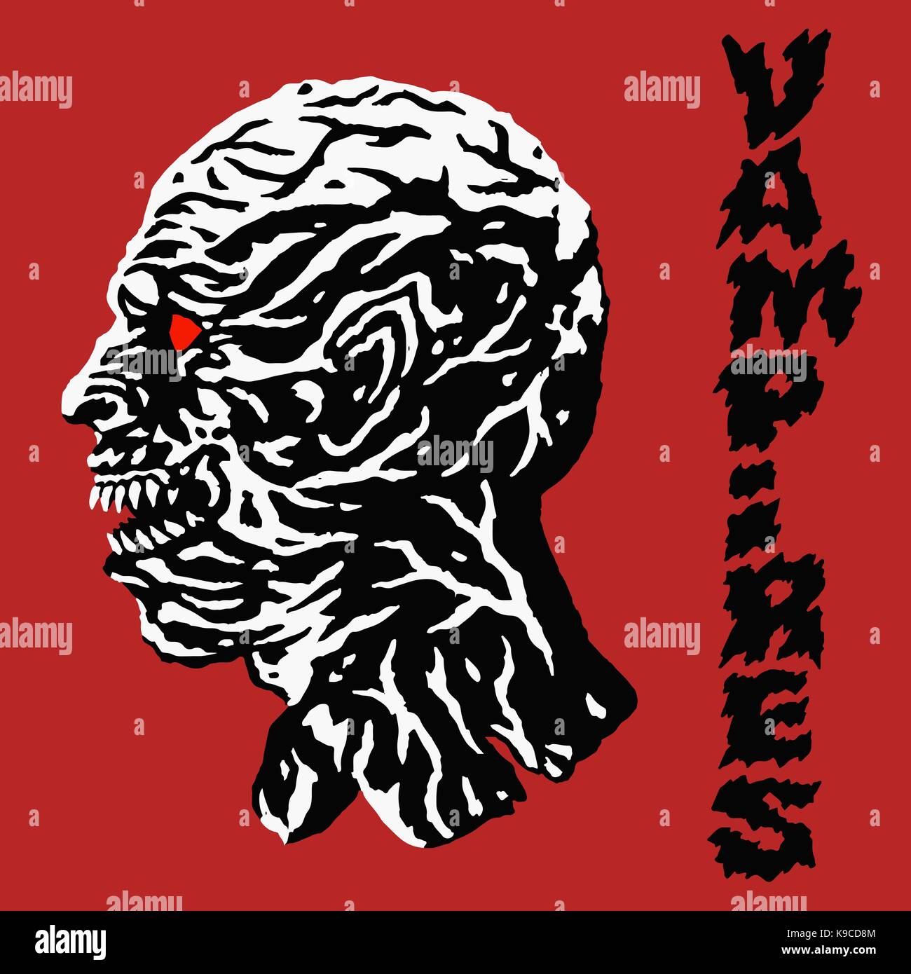 Effrayant vampire hurlant tête. vector illustration. le genre d'horreur. caractère effrayant visage. Illustration de Vecteur