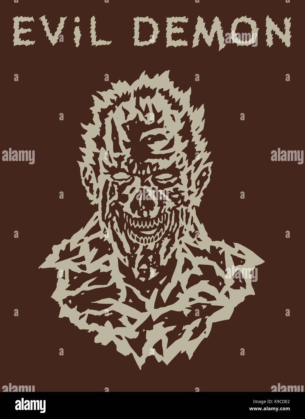 Le mal de tête le démon avec un visage creepy. vector illustration. le genre d'horreur. monstre effrayant caractère. Illustration de Vecteur