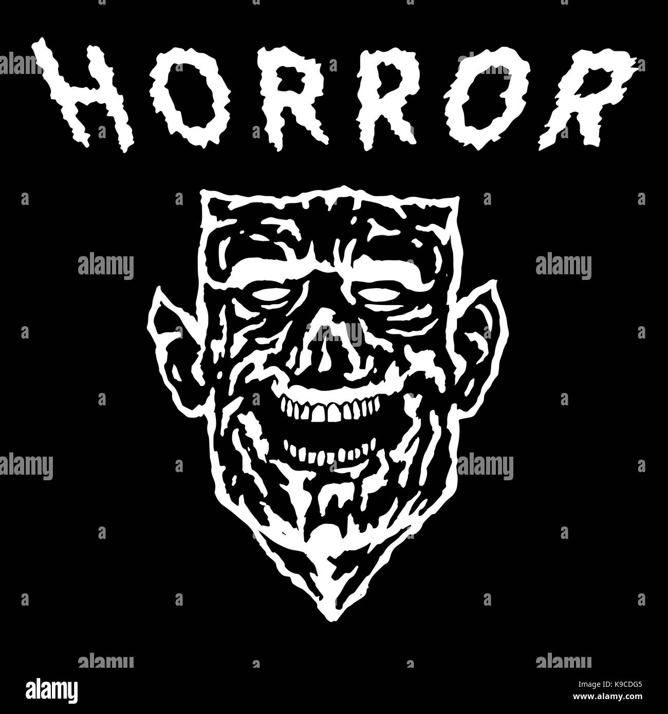 Monster tête avec un visage déchiré. vector illustration. le genre d'horreur. Illustration de Vecteur