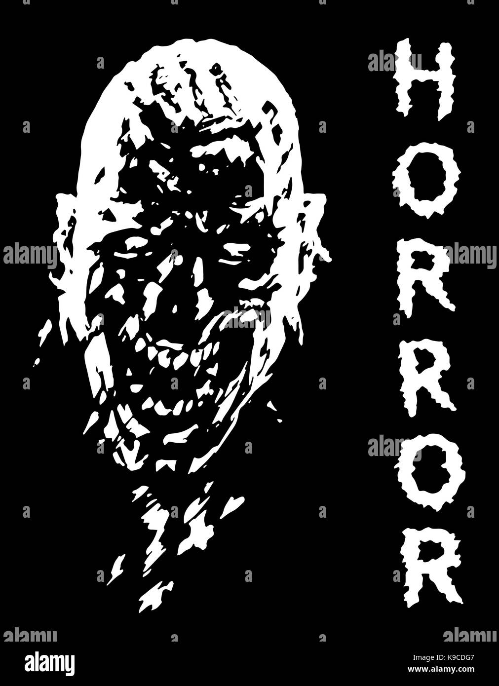 Tête de vampire hurlant en noir et blanc couleurs. vector illustration. le genre d'horreur. Illustration de Vecteur