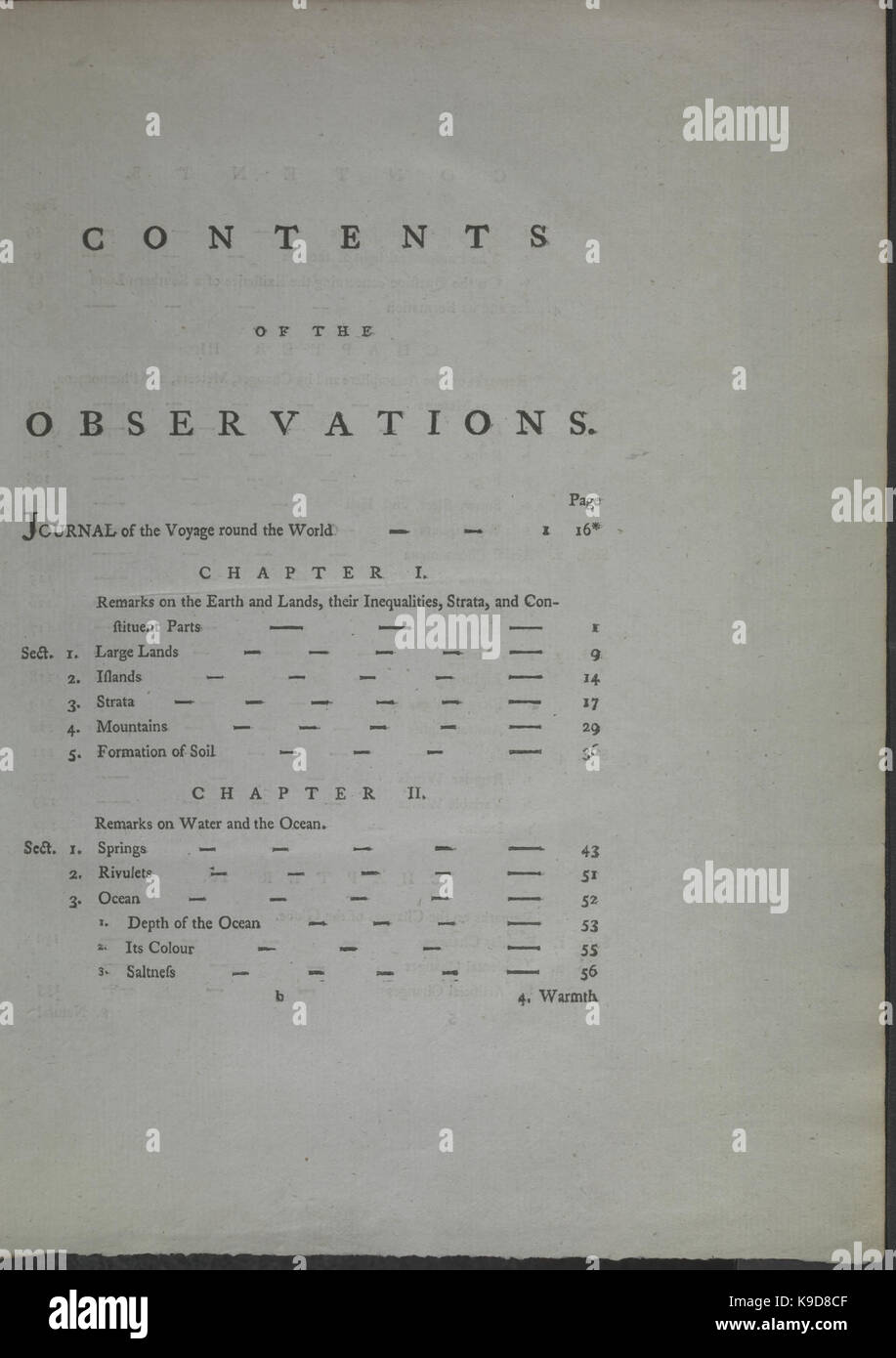 Les observations faites au cours d'un voyage autour du monde (dans le H.M.S. Résolution) sur la géographie physique, l'histoire naturelle et de philosophie éthique, surtout sur BHL34344175 Banque D'Images