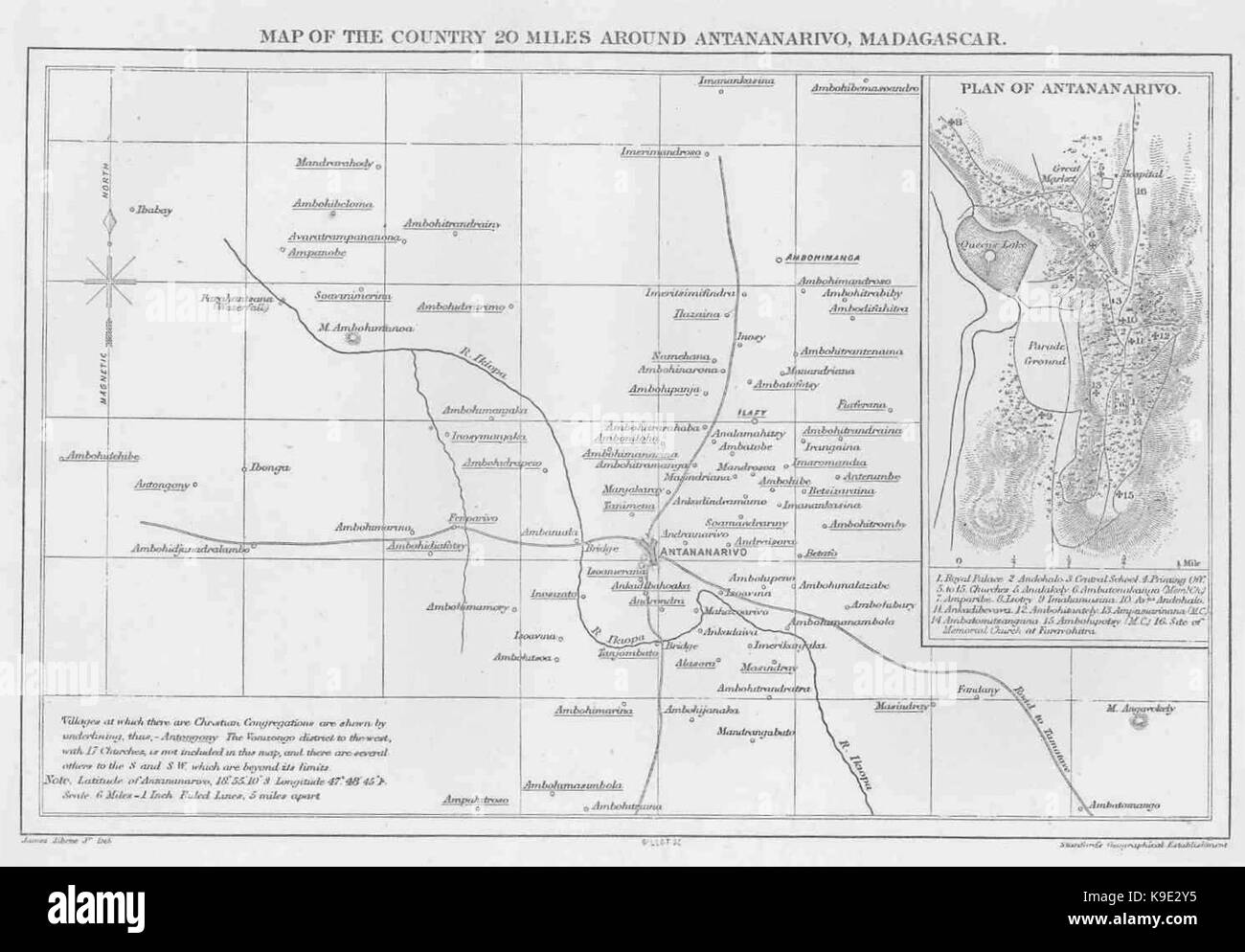 Carte de Madagascar (LMS, 1869, p.44) Banque D'Images