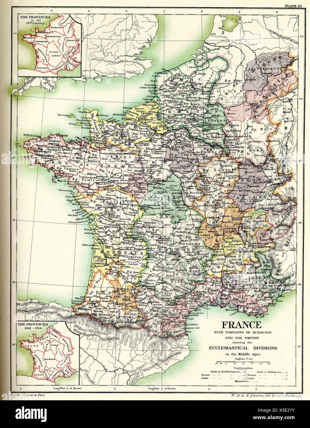 Divisions ecclésiastiques médiévaux de France Banque D'Images