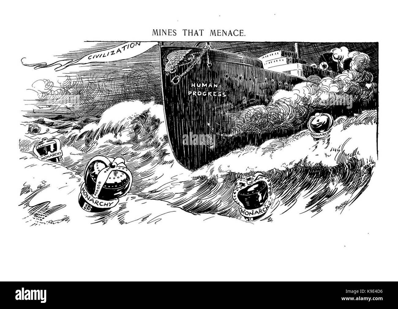 Les mines qui menace. Luther D. Bradley Banque D'Images