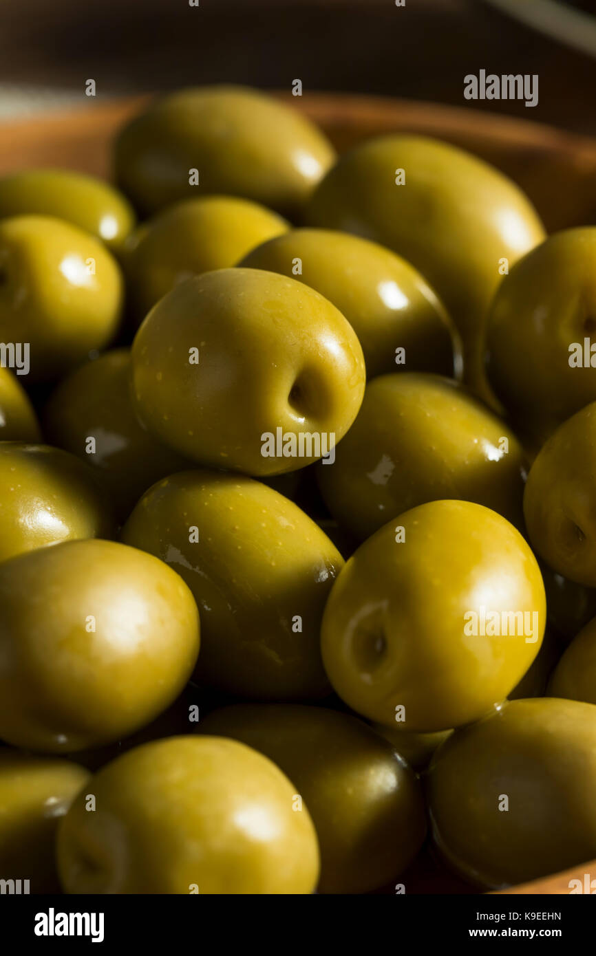 Matières green olives bio Banque D'Images