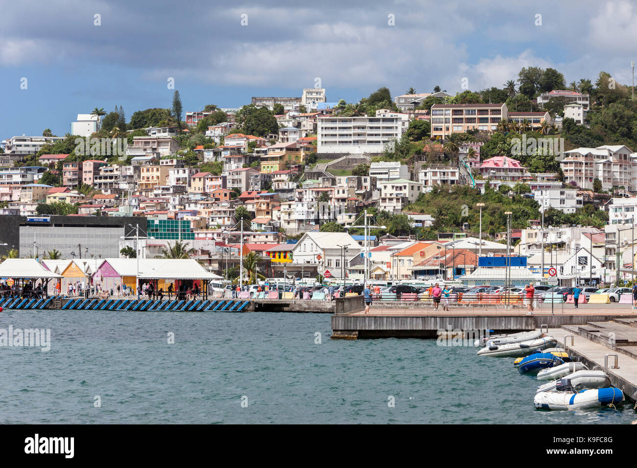 Fort-de-France, Martinique. Vue du front de mer. Banque D'Images