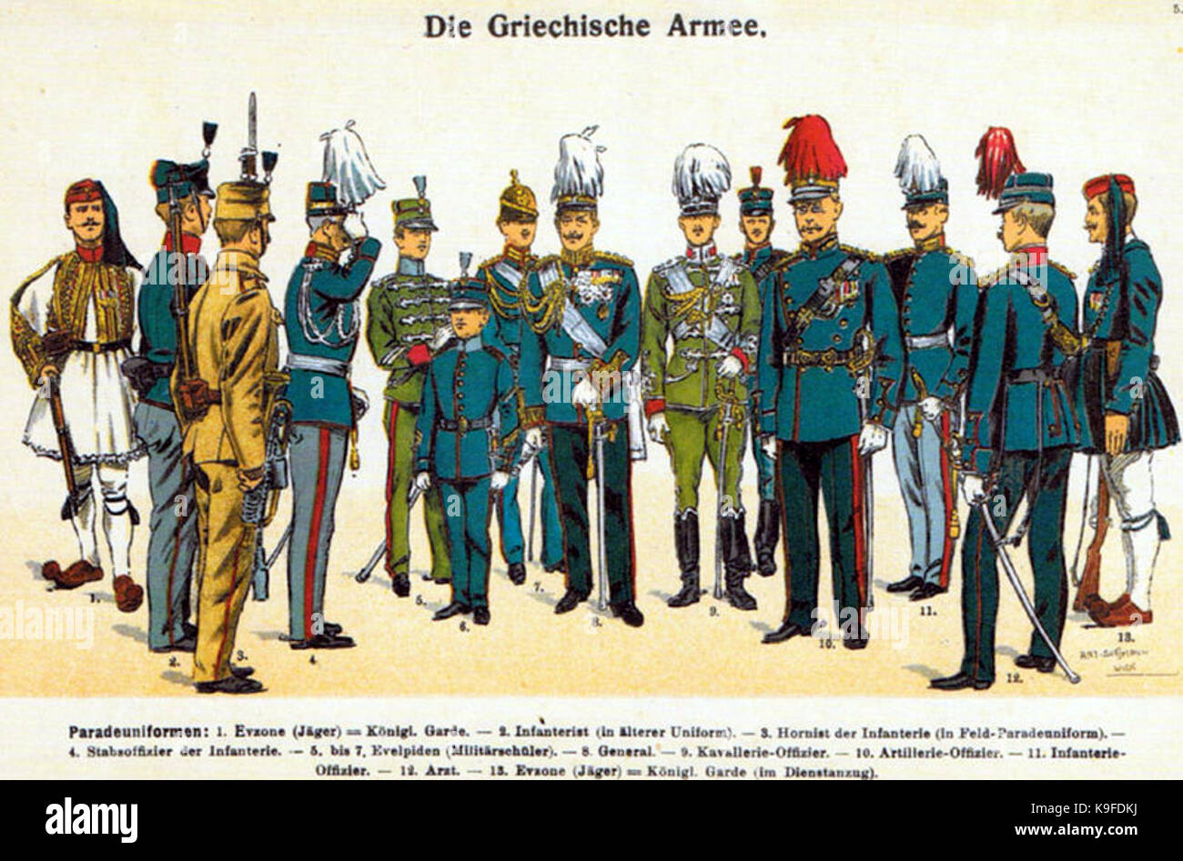 Moritz Ruhl Griechische Armee 1914 Paradeuniformen Banque D'Images