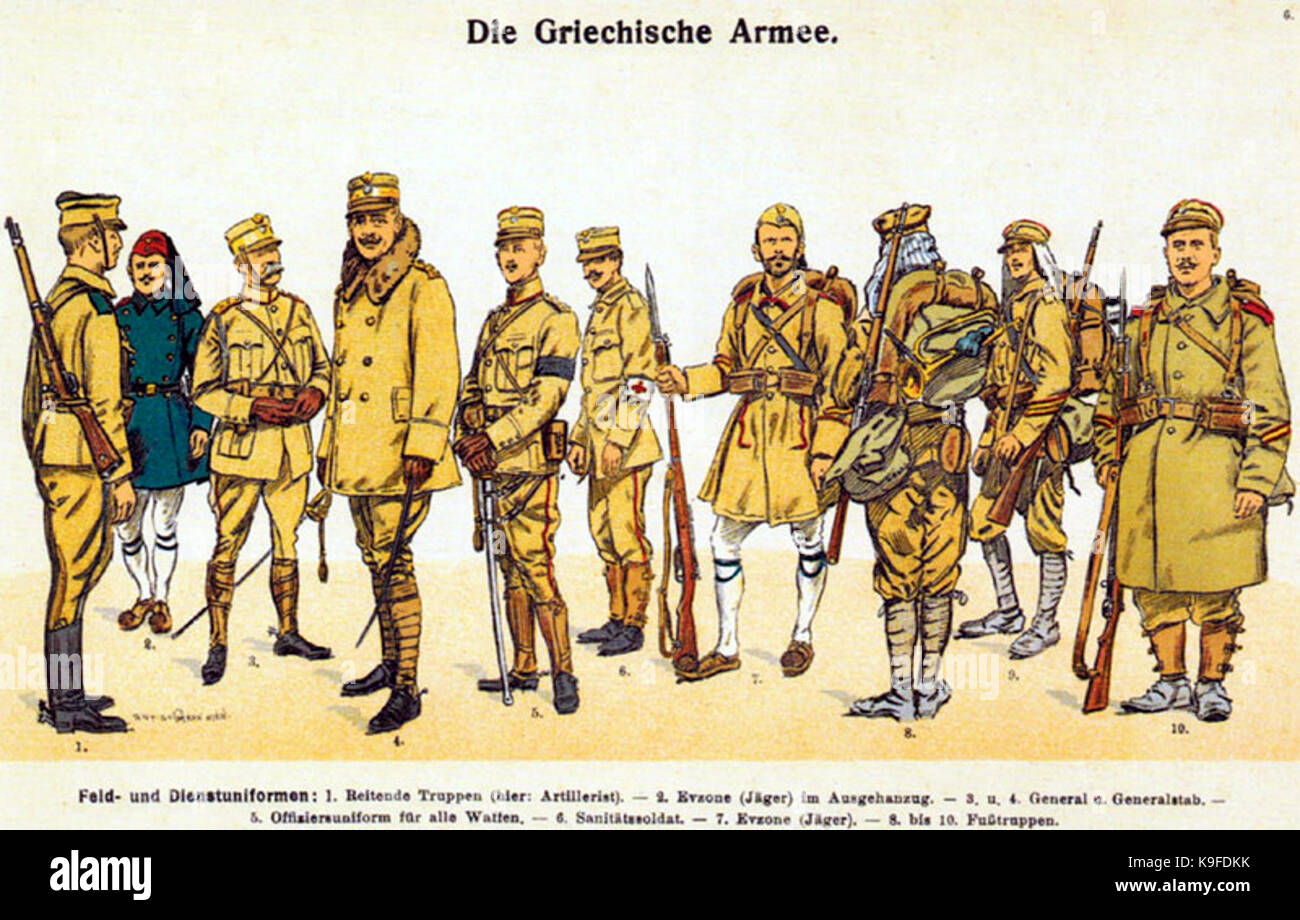 Moritz Ruhl Griechische Armee 1914 Feld und Dienstuniformen Banque D'Images