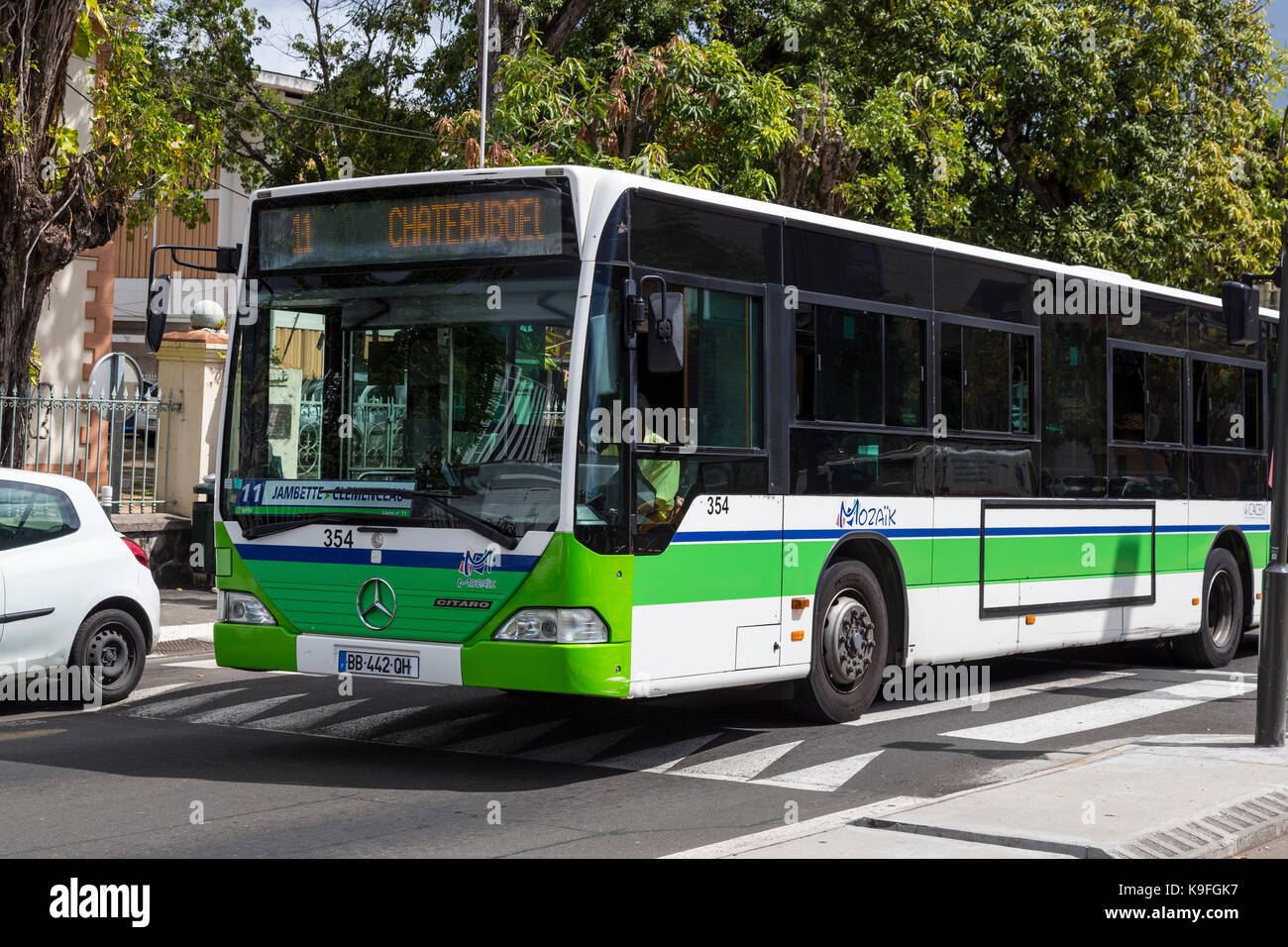 Fort-de-France, Martinique. City bus can. Banque D'Images