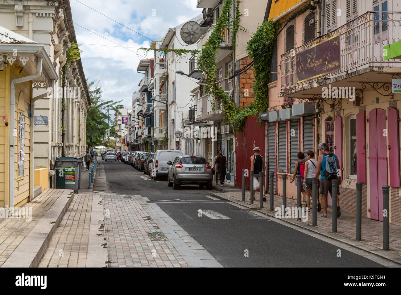 Fort-de-France, Martinique. Scène de rue, magasins, boutiques, les gens. Banque D'Images