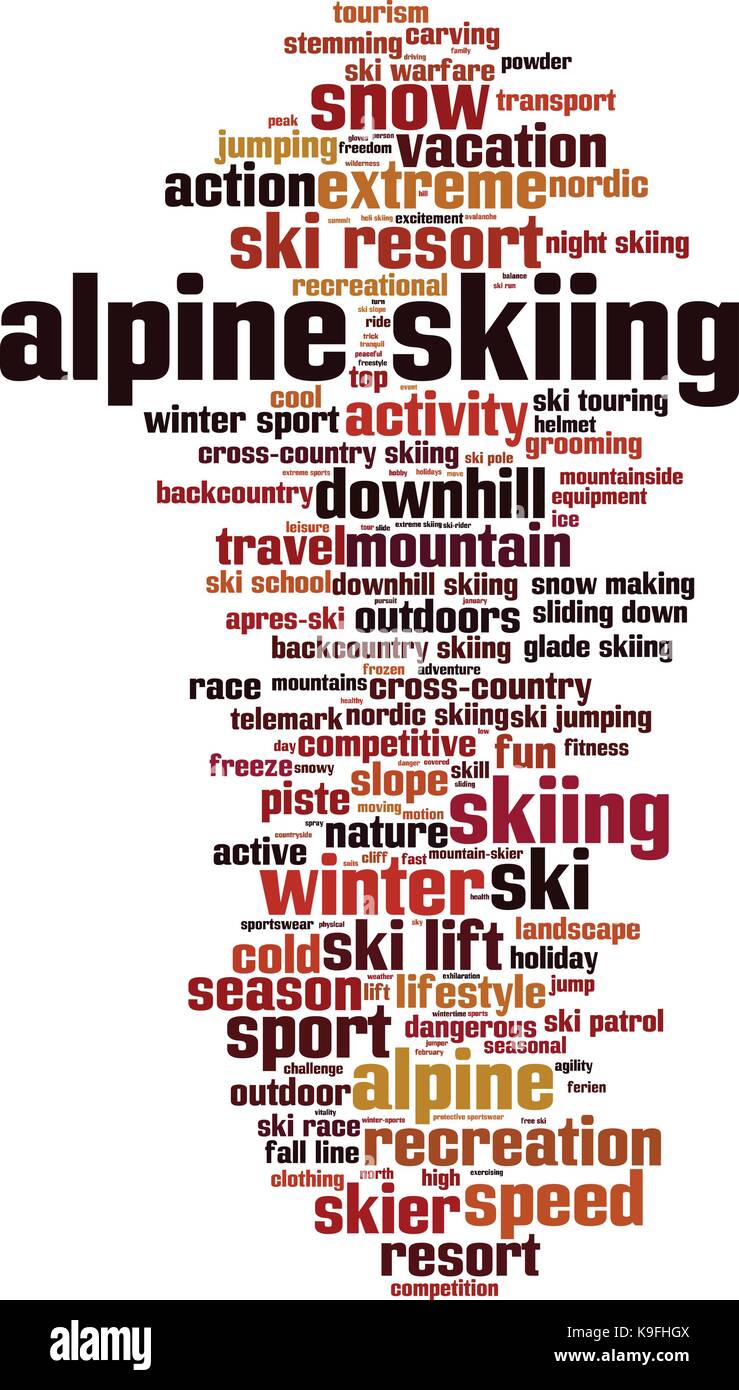 Ski alpin mot concept cloud. vector illustration Illustration de Vecteur