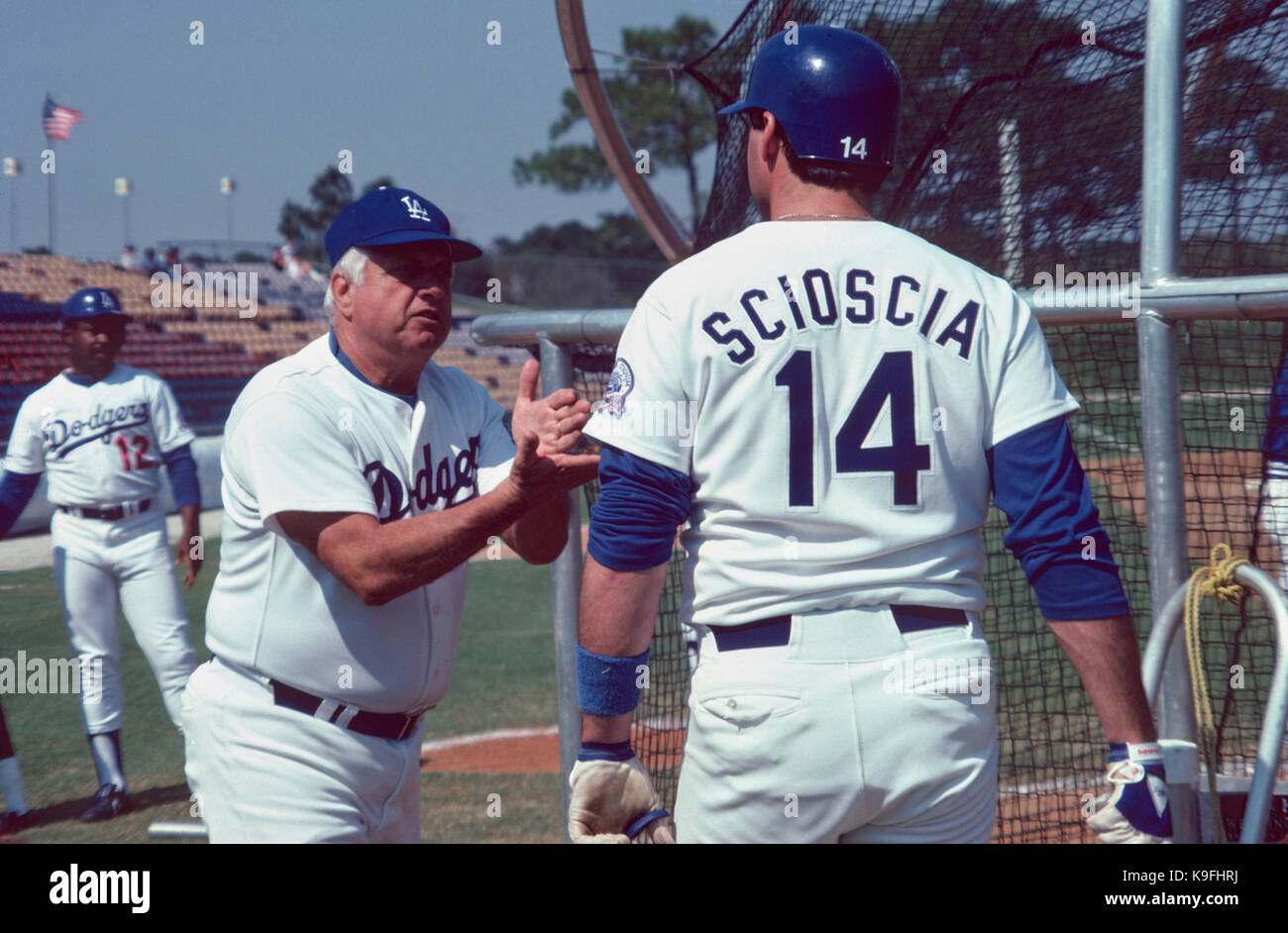 Los Angeles Dodgers Eddie Murray batting at the spring training facility in  Vero Beach, Florida on March 12, 1989. Photo by Francis Specker Stock Photo  - Alamy