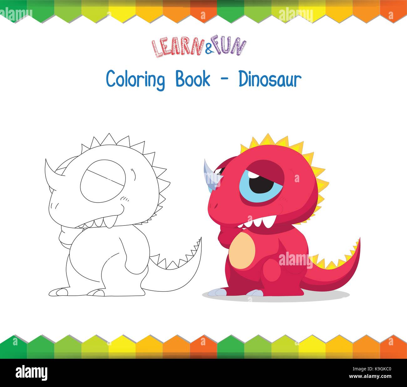 Livre de coloriage dinosaure jeu éducatif Illustration de Vecteur