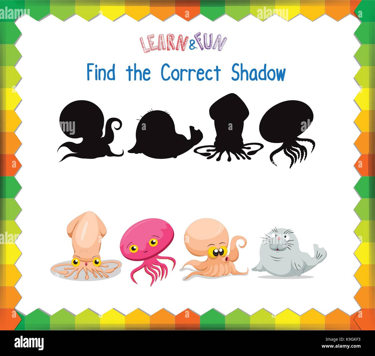 Trouver la bonne ombre animaux Illustration de Vecteur