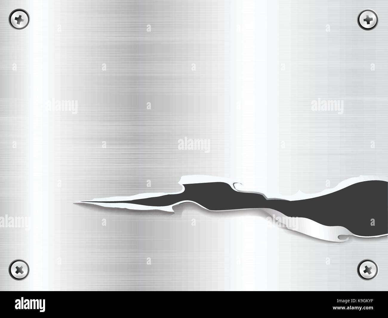 Couper un trou de la plaque métallique en acier avec plaque de fond, vis, vector illustration. Illustration de Vecteur