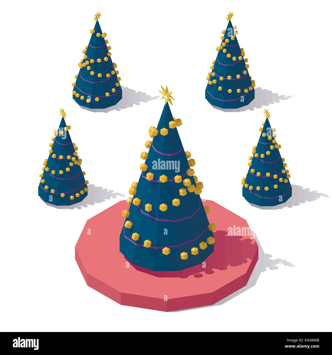 Arbre de Noël poly faible isométrique Illustration de Vecteur