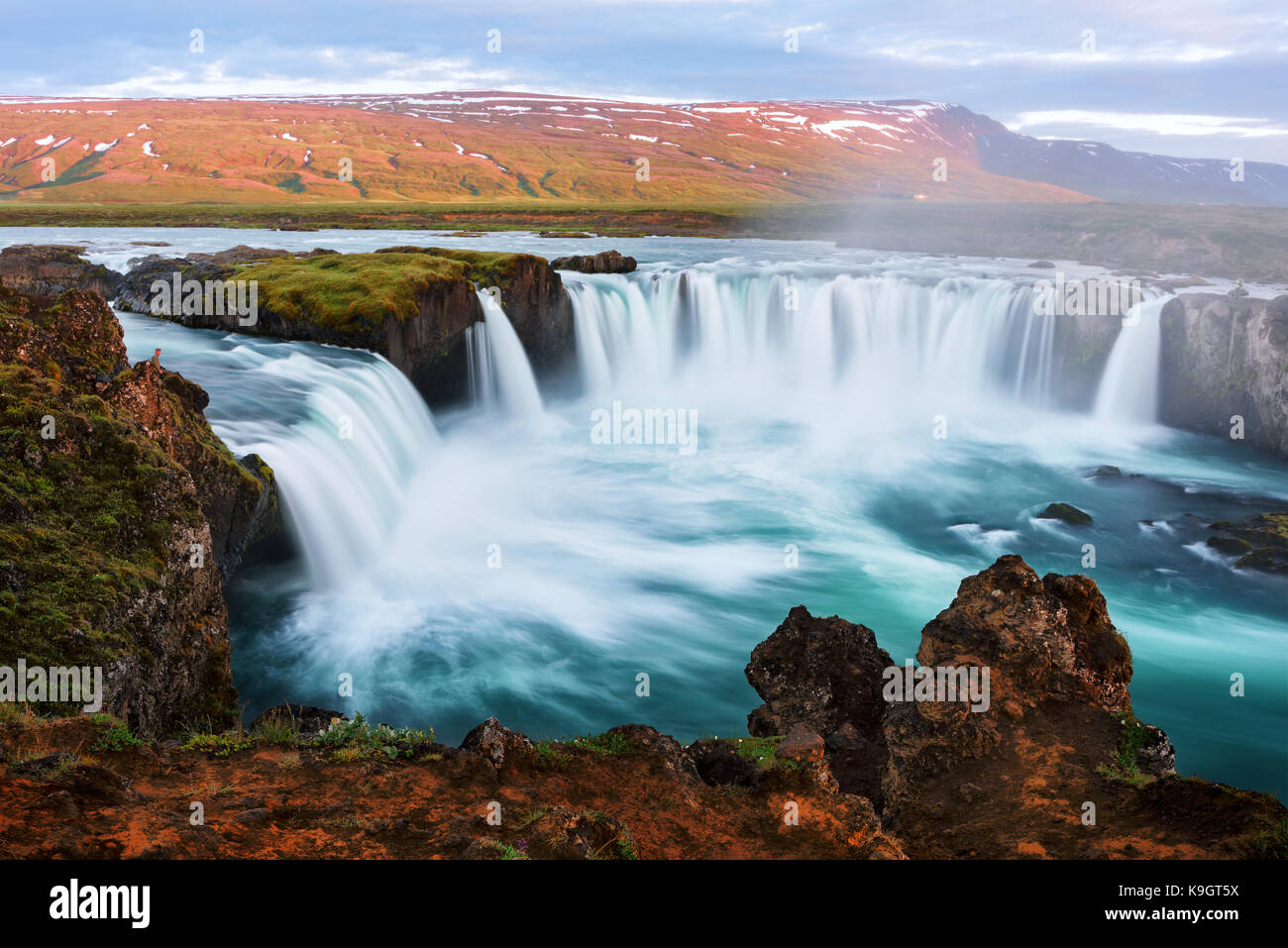 Cascade sur la rivière skjalfandafljot godafoss Banque D'Images