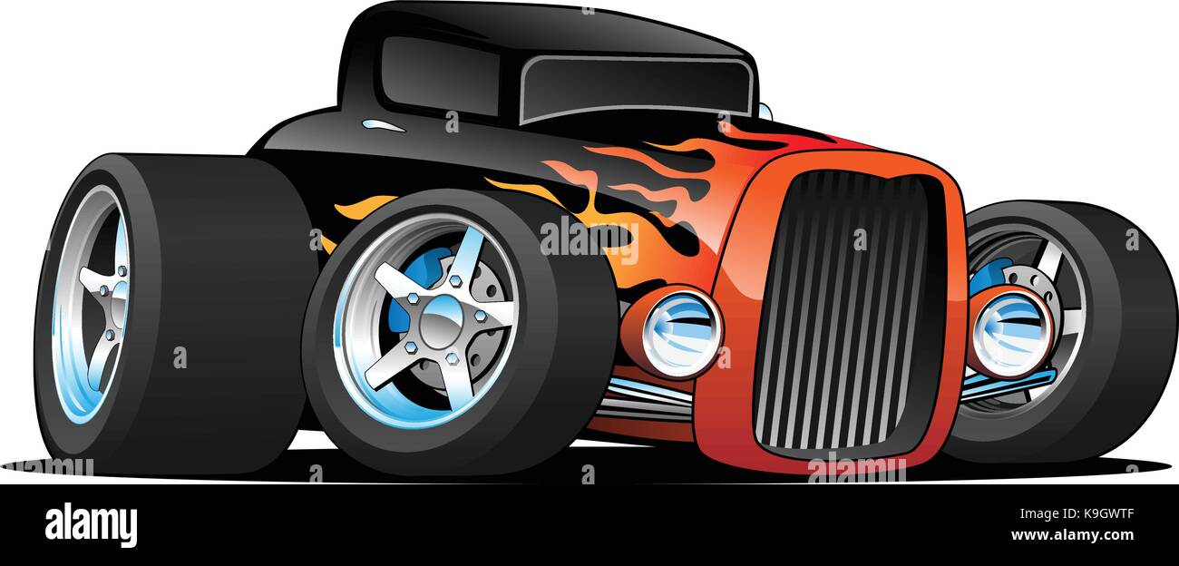 Hot Rod vintage coupe custom car cartoon vector illustration Illustration de Vecteur