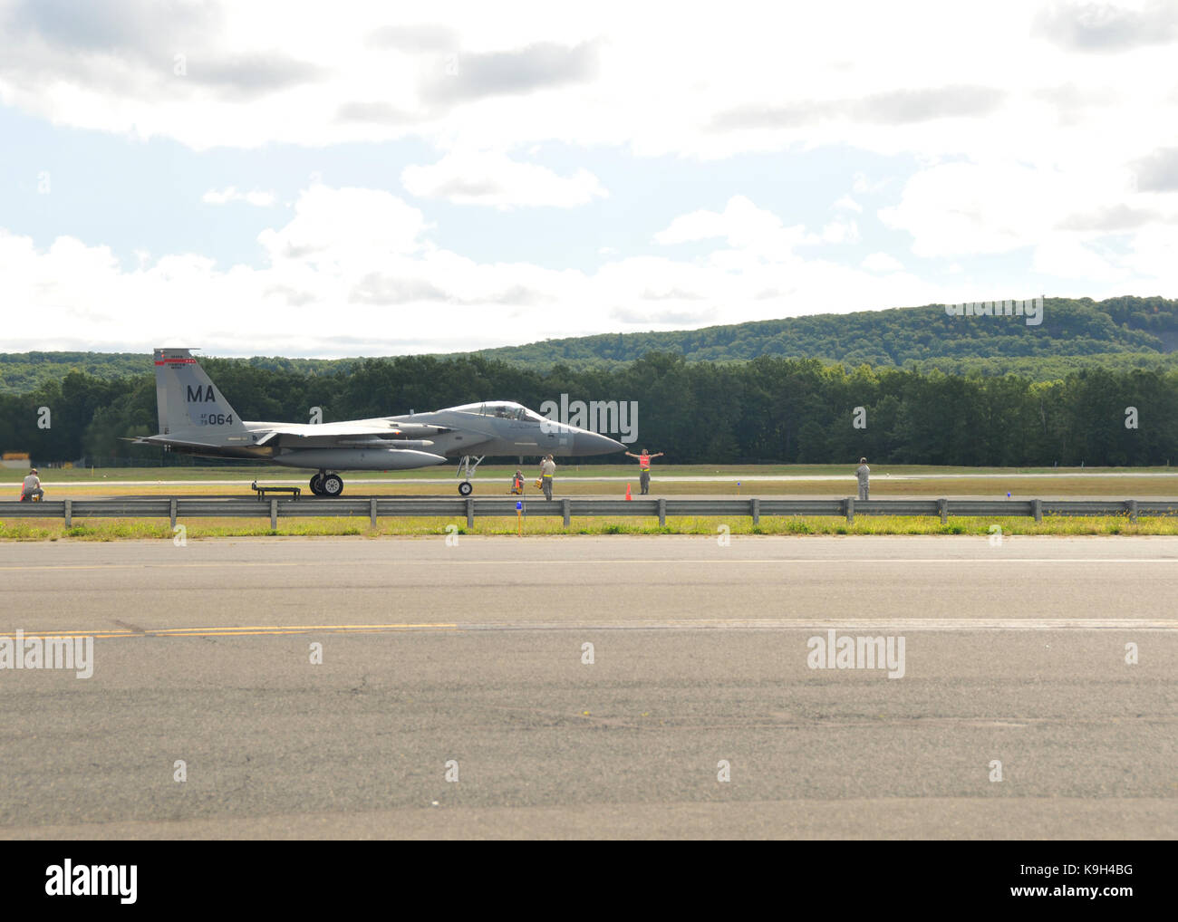 10 F-15s de la 104e Escadre de chasse retirer dans le cadre d'un deplyoment La Phase 1 Préparation de l'exercice. Banque D'Images