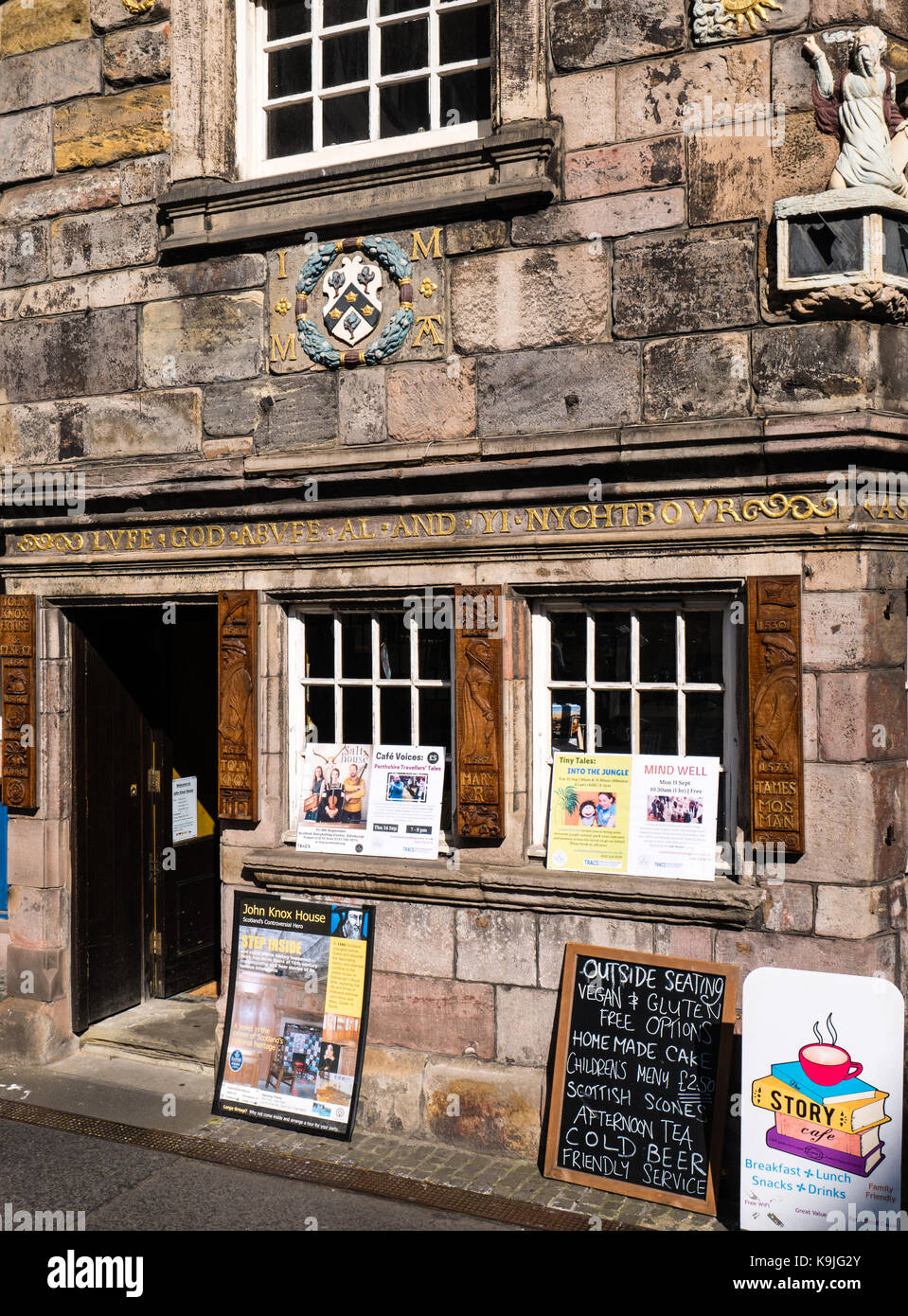 Scottish Storytelling Center, John KNOX House, Edinburgh High St, Old Town, Édimbourg, Écosse, Royaume-Uni, GB. Banque D'Images