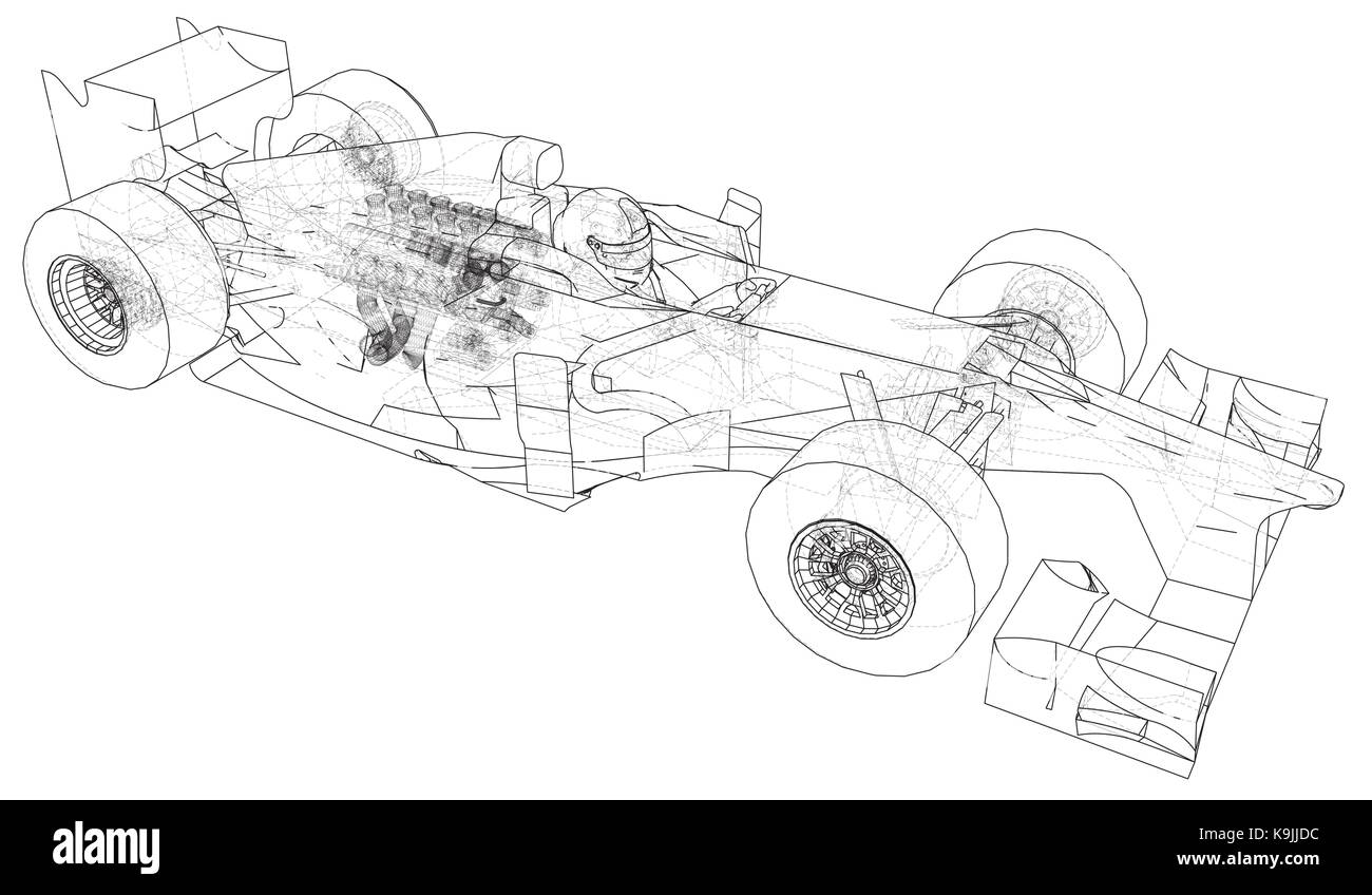 Dessin de voiture course Banque d'images noir et blanc - Alamy