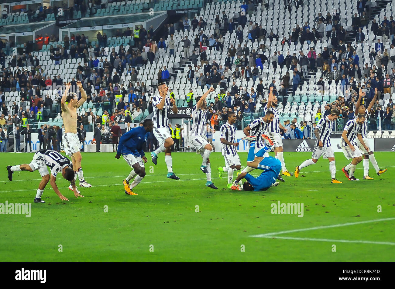 Au cours de la série d'un match de football entre la Juventus Turin et au fc stade Allianz le 23 septembre 2017 à Turin, Italie. Banque D'Images