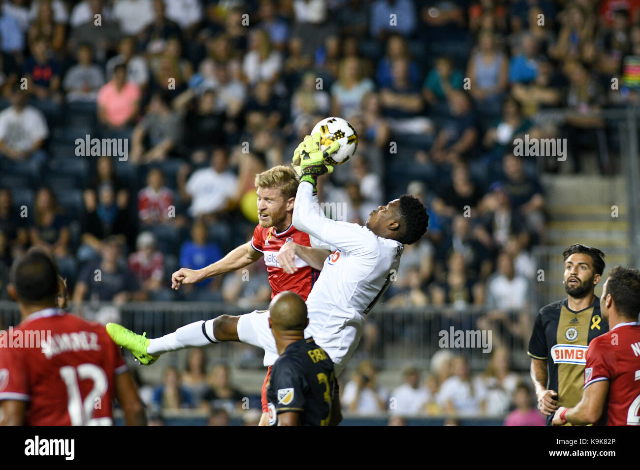 Chester, Pennsylvanie, USA. Sep 23, 2017. L'Union de Philadelphie ANDRE BLAKE, (18) en action lors du match contre l'incendie de Chicago au stade de l'énergie Talen Chester Ohio Crédit : Ricky Fitchett/ZUMA/Alamy Fil Live News Banque D'Images