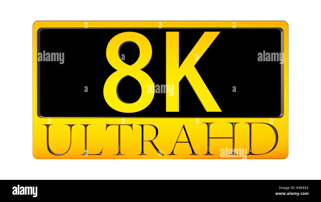 Le rendu 3D de belle vue de l'icône 8K Ultra HD Banque D'Images