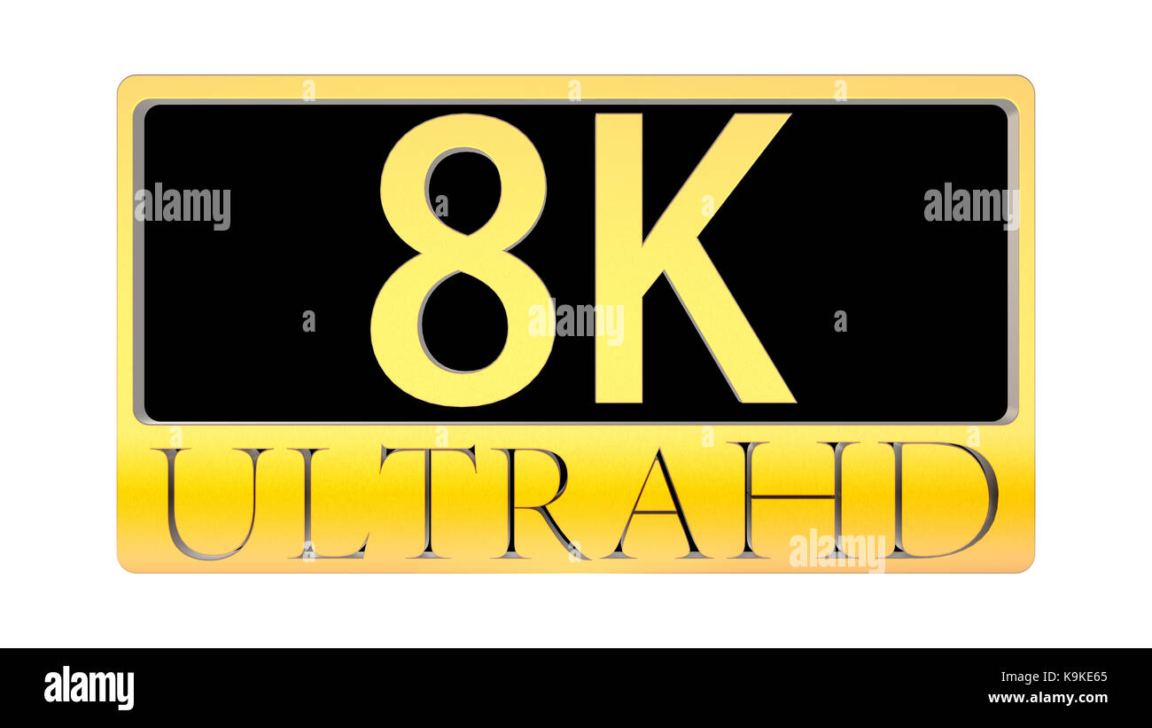 Le rendu 3D de belle vue de l'icône 8K Ultra HD Banque D'Images