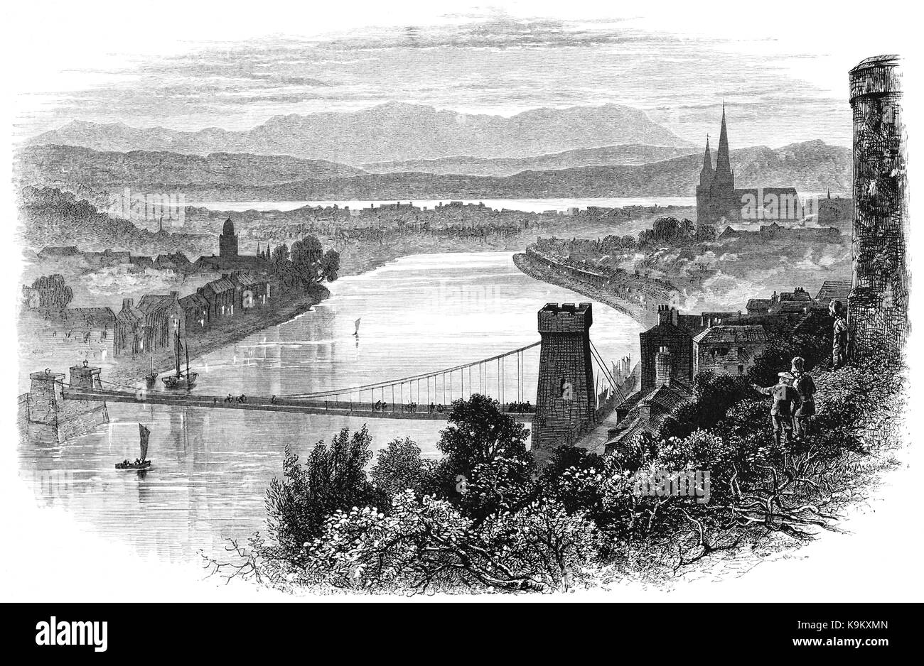 1870 : Inverness est la plus grande ville de la côte nord-est de l'Ecosse, où la rivière Ness se réunit le Moray Firth. Sa vieille ville dispose de 19e siècle, la cathédrale d'Inverness du xviiie siècle pour la plupart vieux église haute et une piscine marché victorien vendant de la nourriture, des vêtements et de l'artisanat. Inverness-shire, Scotland Banque D'Images