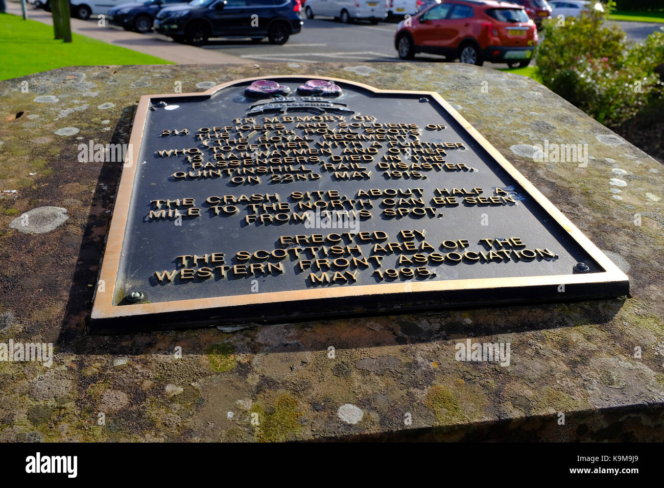 Mémorial de l'quintinshill 1925 catastrophe ferroviaire Gretna Green - Ecosse Banque D'Images