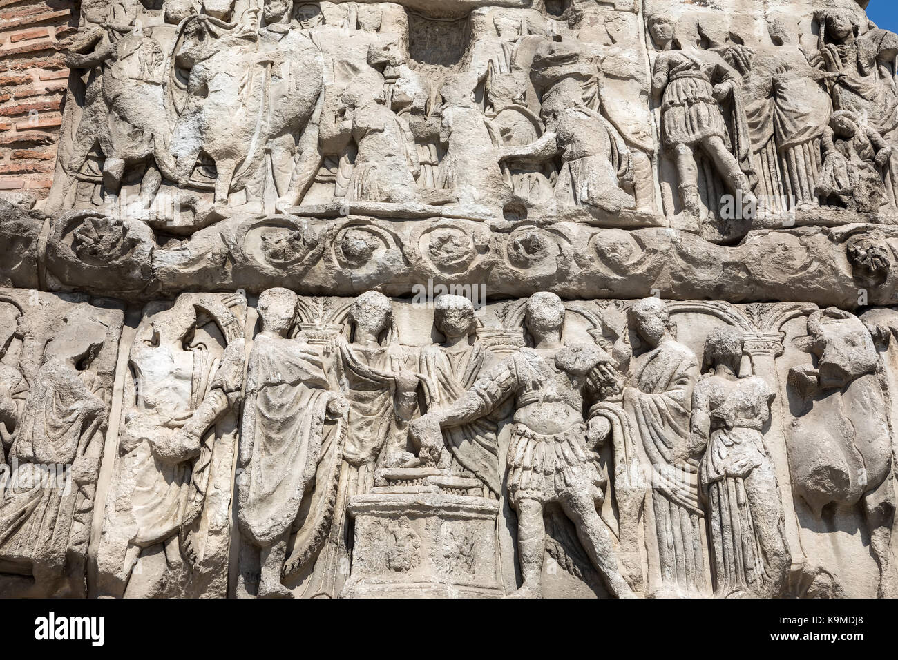 Détails de l'Arc de Galère (ou Kamara) à Thessalonique, Grèce Grèce antique les philosophes de représentant Banque D'Images