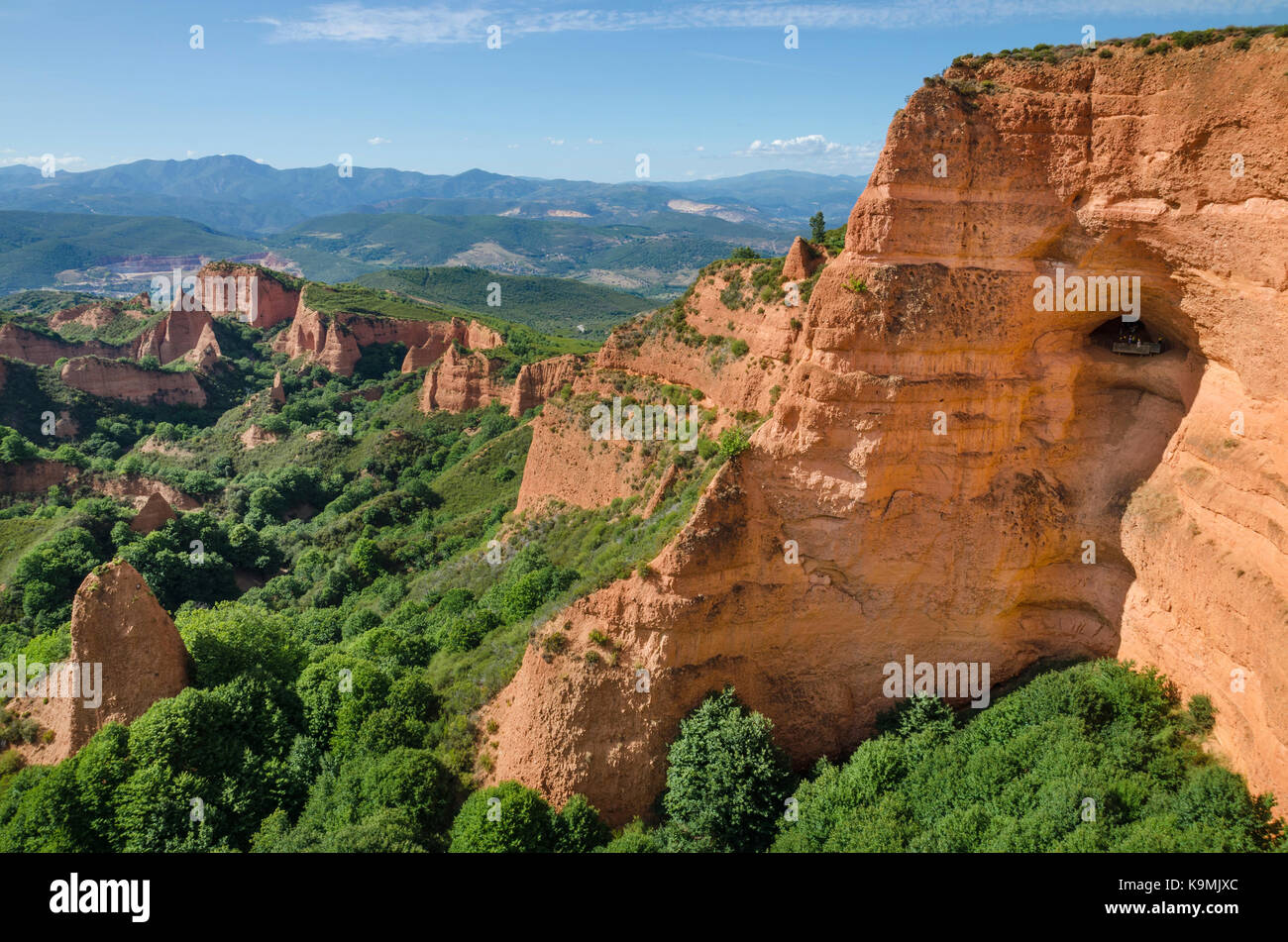 Las Médulas paysage. Anciennes mines d'or de Leon, Espagne. Banque D'Images