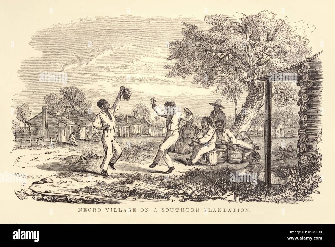 'Negro Village sur une plantation du sud' de 'Tante Phillis's Cabin ou le sud de la vie comme elle est." par Mme Mary H. Eastman (1818-1887) publié en 1853 est un pro-esclavage roman écrit en réponse à Harriet Beecher Stowe 1852 du roman anti-esclavagiste 'Uncle Tom's Cabin". Dans le roman des propriétaires de plantations et les esclaves vivent dans l'harmonie et le bonheur. Voir la description pour plus d'informations. Banque D'Images
