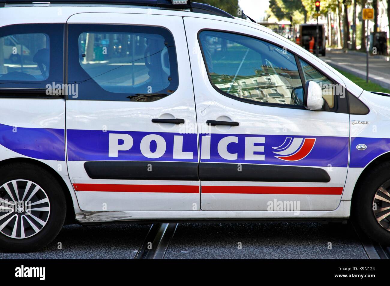 Illustration de la voiture de la police et des forces de sécurité. grenoble, Isère, Rhône Alpes Auvergne. Grenoble, France - 21/09/2017 L'illustration d Banque D'Images
