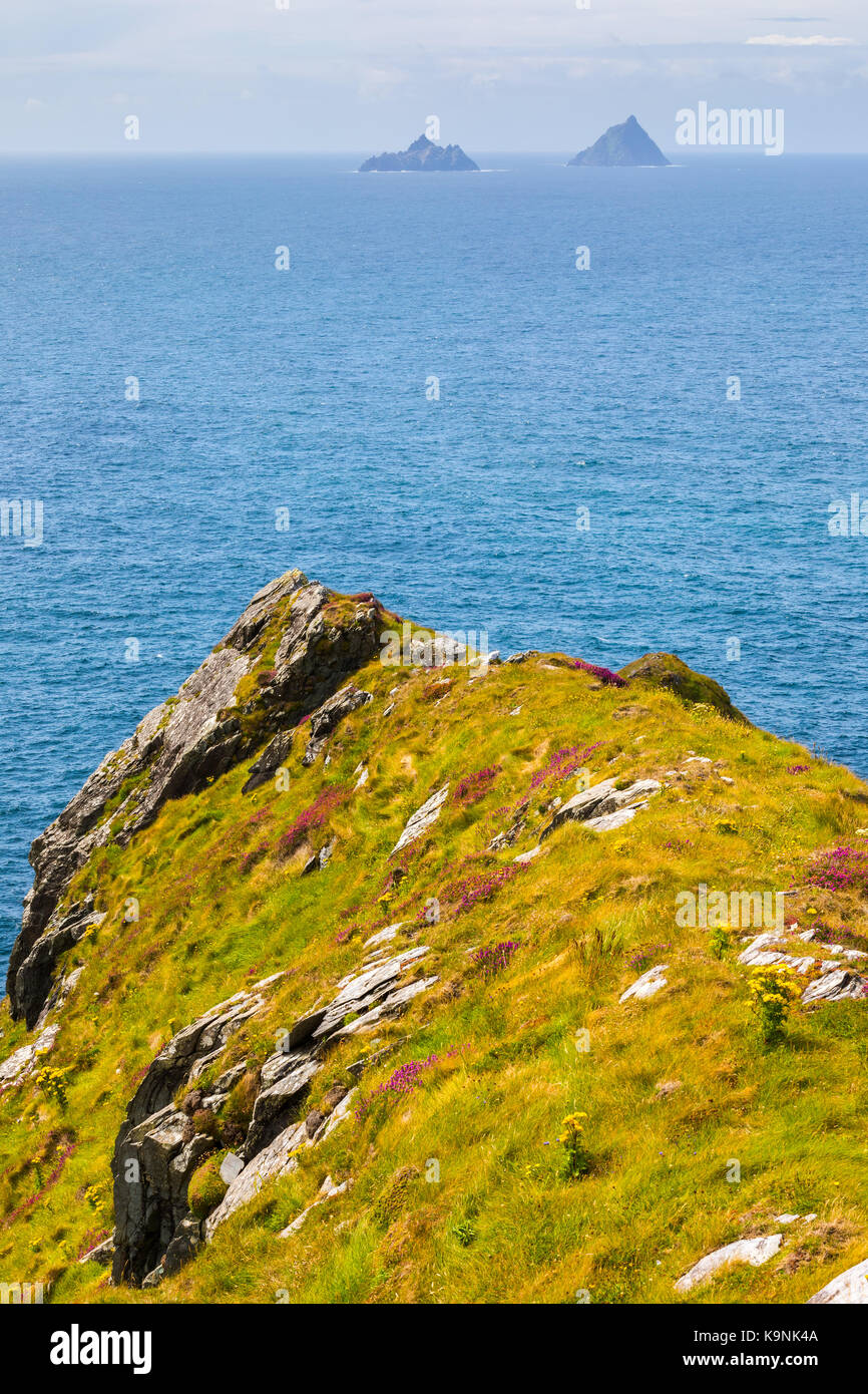 Les îles skellig, autrefois connu comme 'le skellocks', sont deux petites îles rocheuses et abruptes, située à environ 13 km à l'ouest de la tête du bolus sur la péninsule iveragh penins Banque D'Images