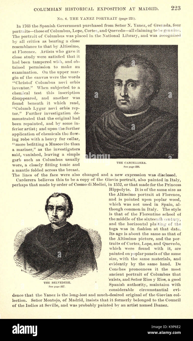 Rapport de la United States Commission de la Columbian Exposition historique à Madrid. 1892 93 (page 223) BHL17599084 Banque D'Images