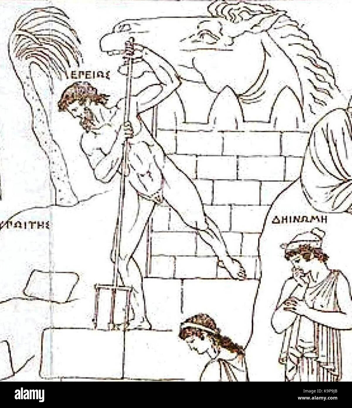 Une référence à une œuvre du peintre grec Polygnotos, l'un des peintres les plus importants de l'époque classique, connu pour ses œuvres monumentales et détaillées. Banque D'Images