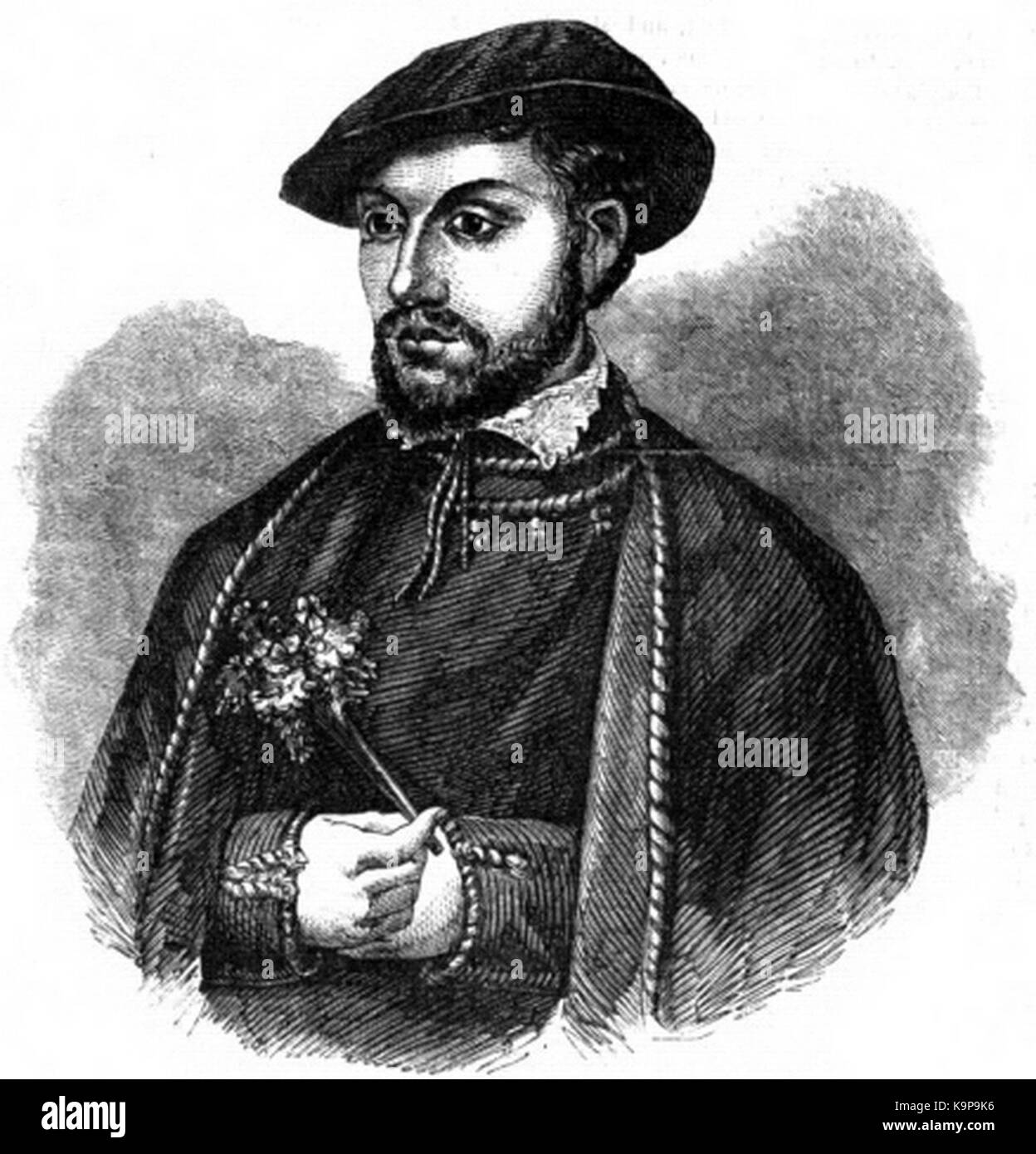 Un portrait de Dudley, duc de Northumberland, qui était un aristocrate britannique notable. L'image capture la figure distinguée du duc, soulignant sa noblesse et son rang élevé. Banque D'Images