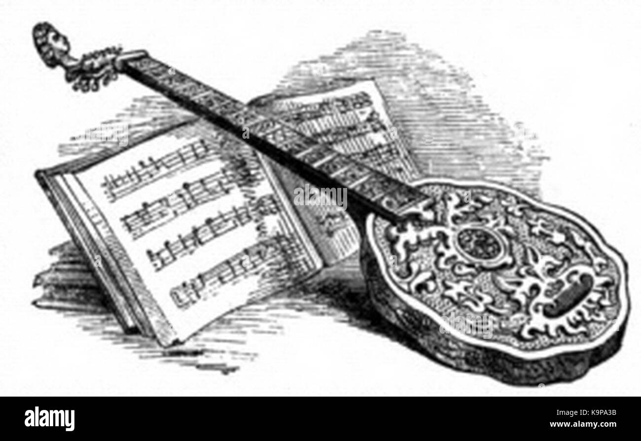 P601un livre de musique et instrument de musique appartenant à la reine Elizabeth Banque D'Images