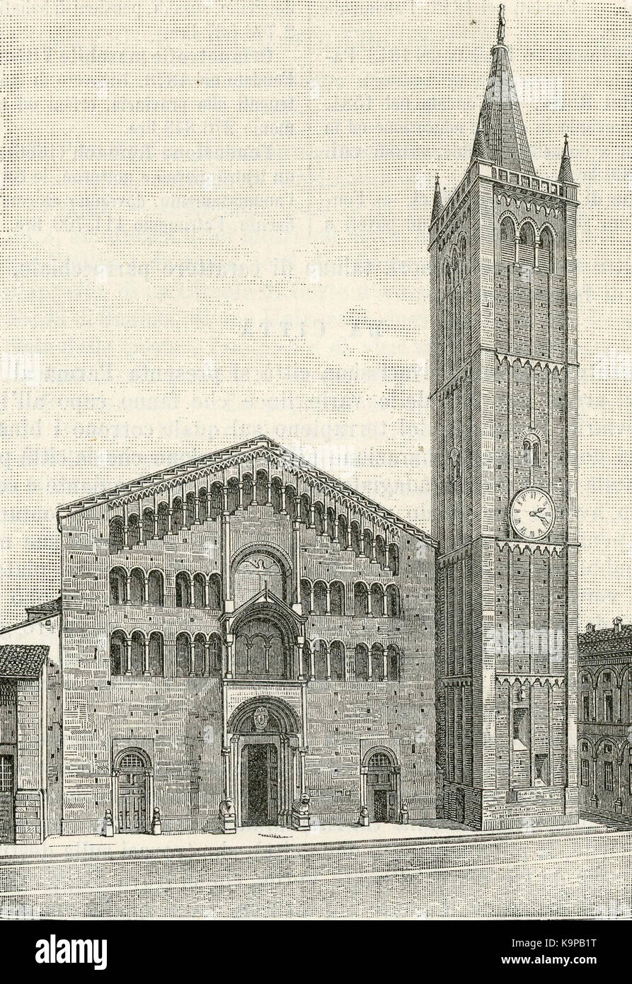 Parma facciata del Duomo xilografia Banque D'Images