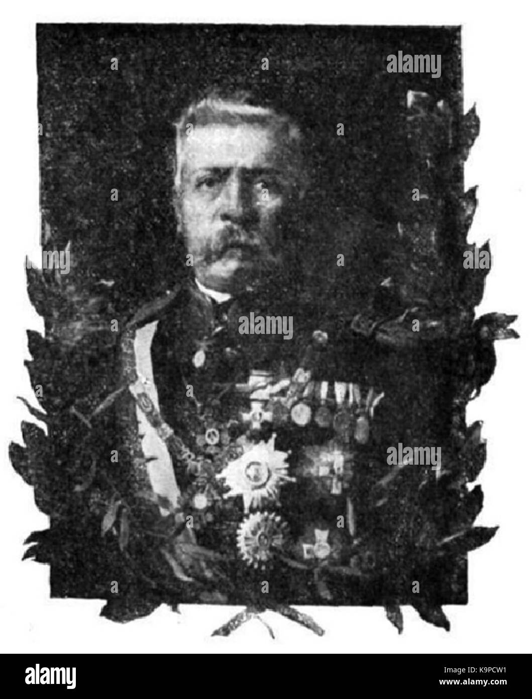 Porfirio Diaz en 1901, cuadro propiedad del general Bernardo Reyes, revista Hojas 1 Selectas 1902 Banque D'Images