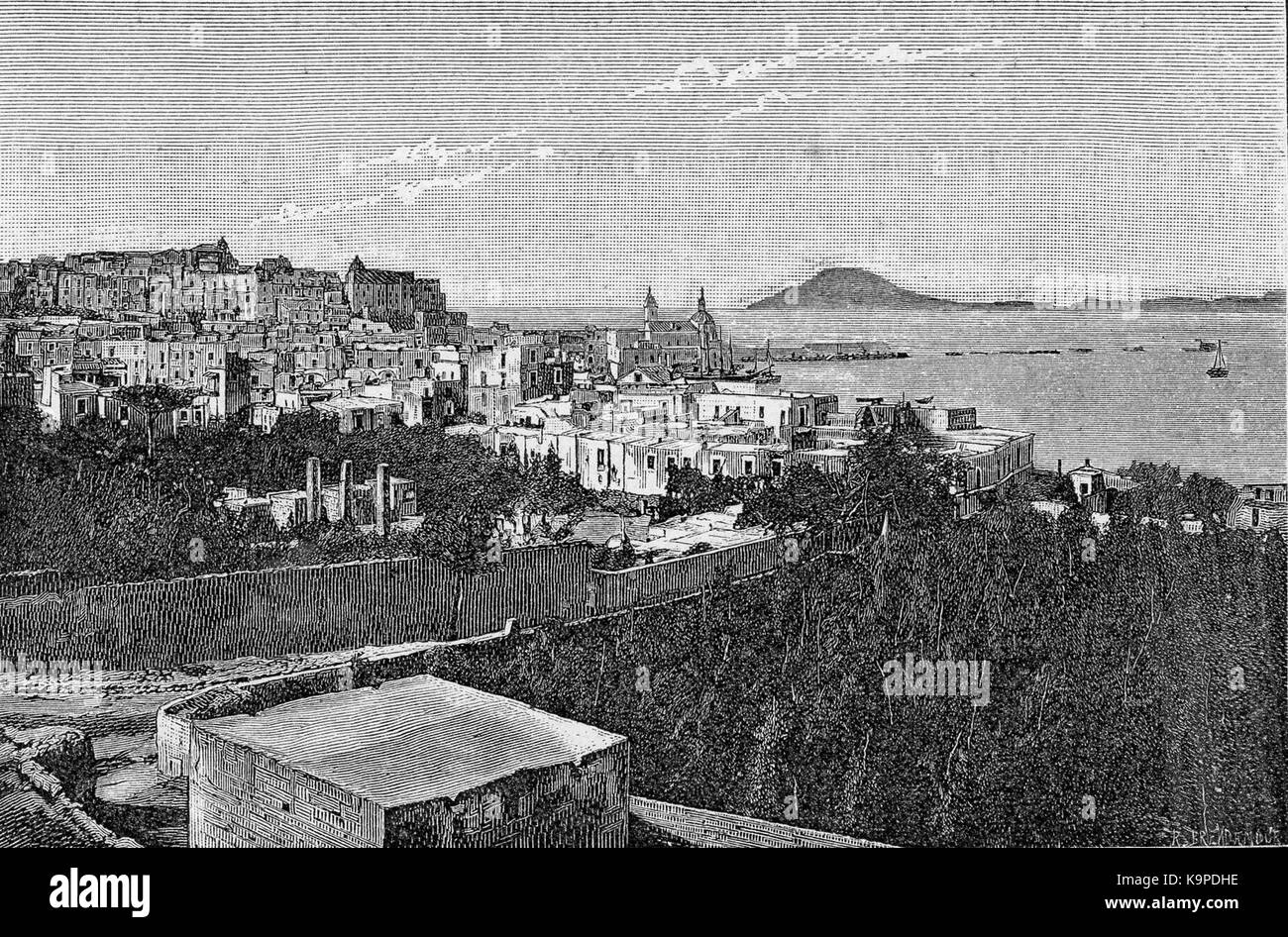 Panorama di Pozzuoli con vista del Capo Miseno Banque D'Images
