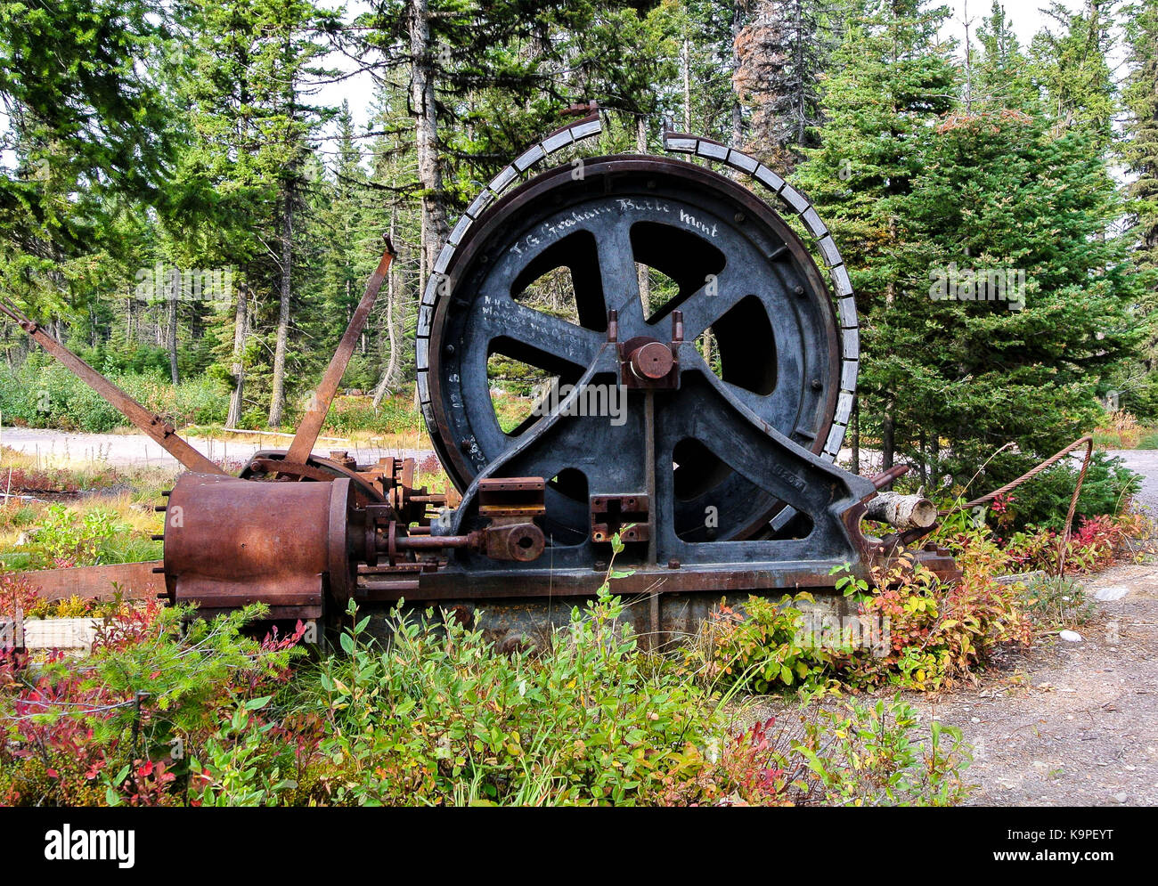 Système de poulie panier minière, abandonnés à Garnet Ville fantôme dans le  Montana Photo Stock - Alamy