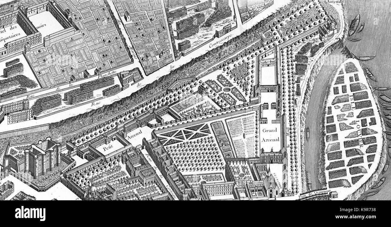 Paris Plan de Turgot Arsenal Banque D'Images