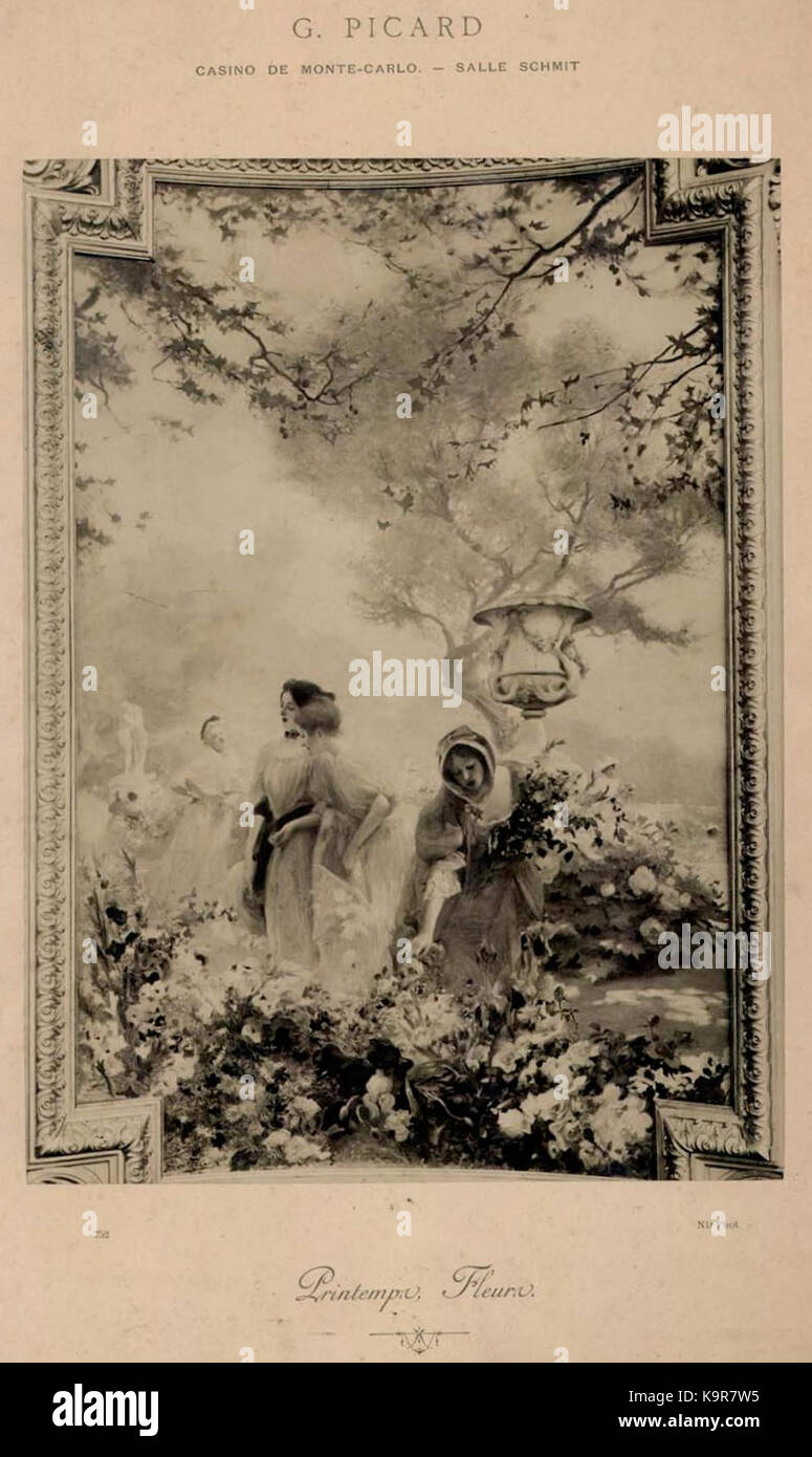 La fresque *printemps* de Georges Picard (printemps) représente la saison dans une interprétation artistique. Située au Casino de Monte Carlo, cette œuvre est un exemple de décoratif du début du XXe siècle Banque D'Images